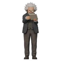 Einstein, a 3D companion character, in his idle animation